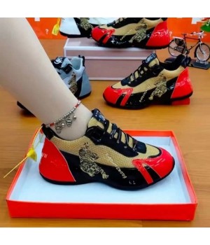 lady Casual Shoes women sport shoes leather with lace up