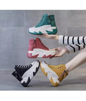 Color blocked dad shoes autumn and winter new styles niche high top women's shoes thick soled casual versatile sports shoes