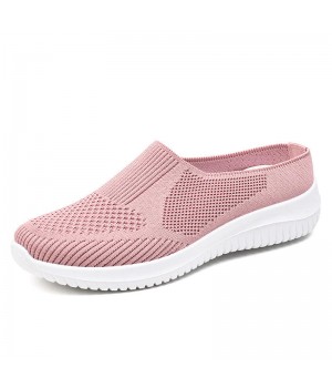 XRH Wholesale Mesh Knit Slippers Custom Logo Pink Walking Style Flats Shoes Purple Slip On Casual Shoes For Mother Women