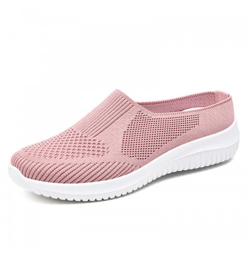 XRH Wholesale Mesh Knit Slippers Custom Logo Pink Walking Style Flats Shoes Purple Slip On Casual Shoes For Mother Women