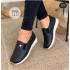 New arrival black gold buckle slip on platform sports shoes casual women