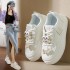 Wholesale Women's Leather Platform Sneakers Casual Comfort Walking Shoes Chunky Shoes Women Casual Shoes Womens Sneakers