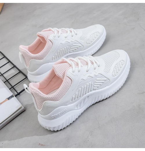 Wholesale Chunky White Casual Shoes Zapatos De Mujer Casual Lace Up Walking Style White Shoes For Women New Style