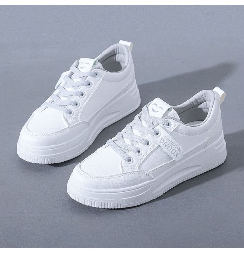 White flat shoes women walking style fashion casual sneakers for women