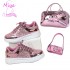 2024 Fall New Sequined Patchwork Glitter Pu Leather Lace Up Flat Sneaker Casual Walking Shoes for Women and Man Unisex Sneakers