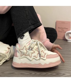 Color blocked thick soled star flat shoes for women in spring new niche versatile casual shoes daily work soft soled shoes