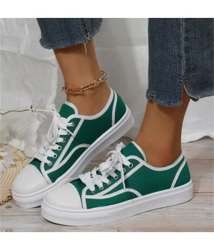 Plus size 35-43 flat casual canvas shoes 2023 new versatile breathable round tie up sneakers for women